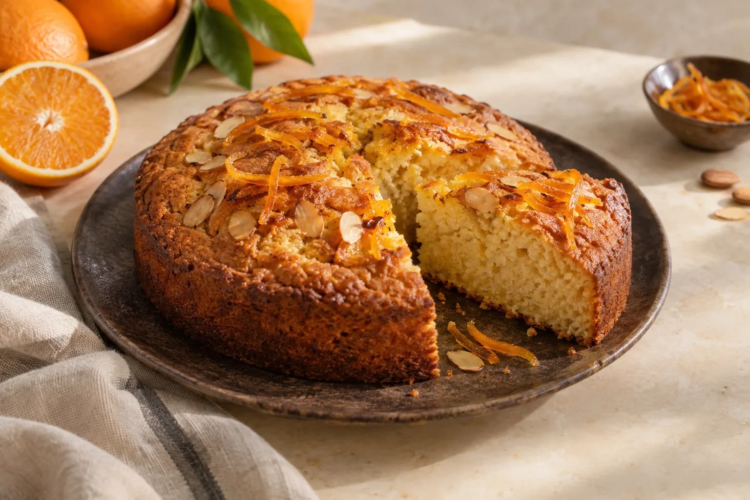 Bizcocho de naranja y almendra
