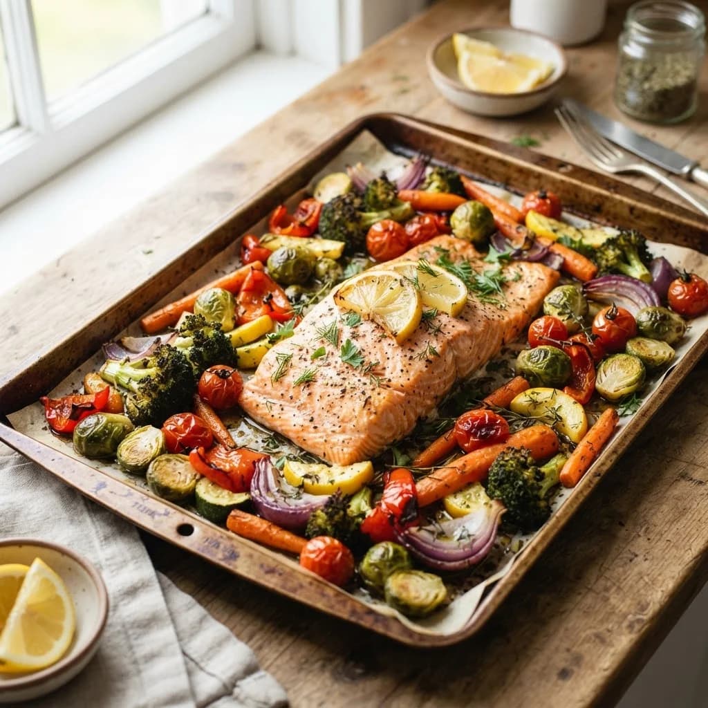 Salmón al horno con verduras